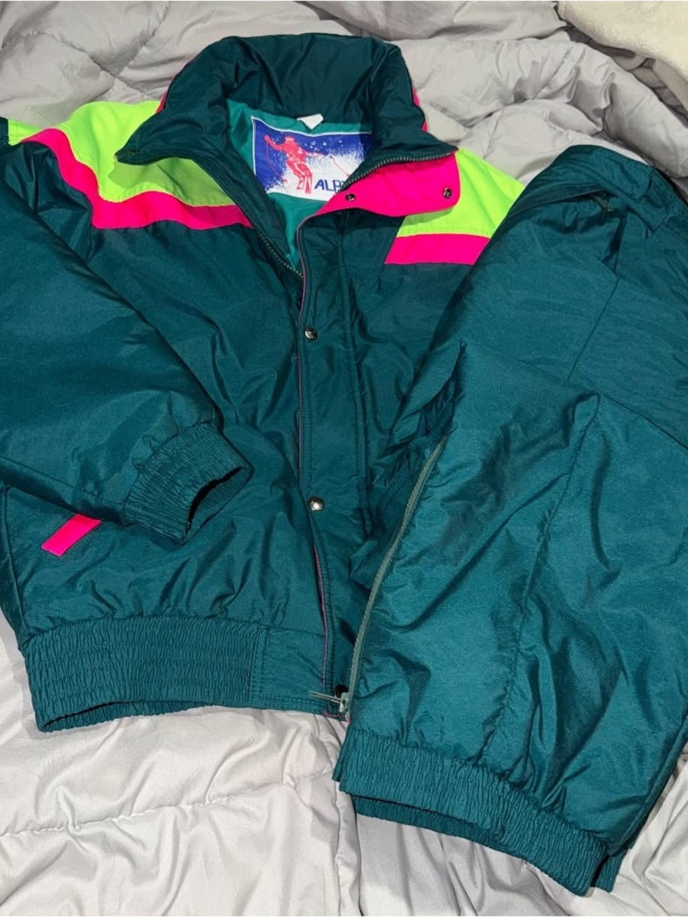 Alpine Teal Ski Jacket with Neon Pink & Lime Accents